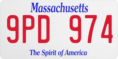 MA license plate 9PD974