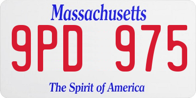 MA license plate 9PD975