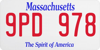MA license plate 9PD978