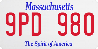 MA license plate 9PD980