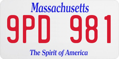 MA license plate 9PD981
