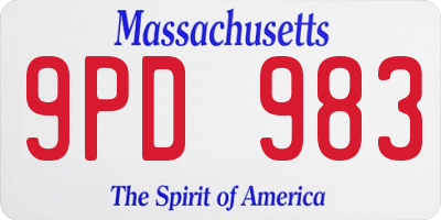 MA license plate 9PD983