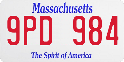 MA license plate 9PD984