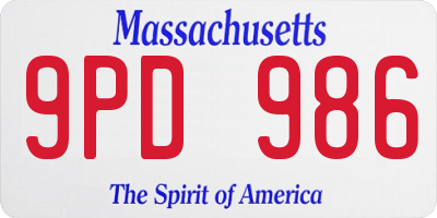 MA license plate 9PD986