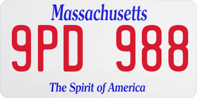 MA license plate 9PD988