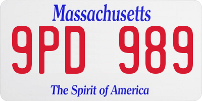MA license plate 9PD989