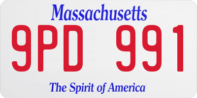 MA license plate 9PD991