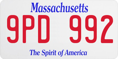 MA license plate 9PD992