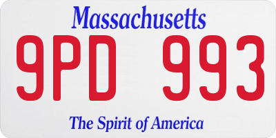 MA license plate 9PD993