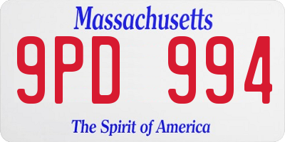 MA license plate 9PD994