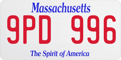 MA license plate 9PD996