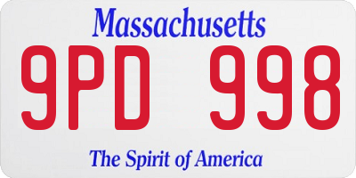 MA license plate 9PD998