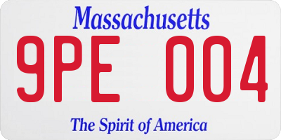 MA license plate 9PE004