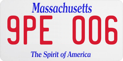 MA license plate 9PE006