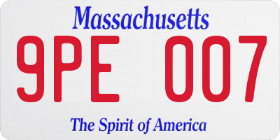 MA license plate 9PE007