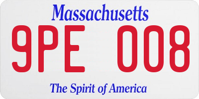 MA license plate 9PE008