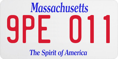 MA license plate 9PE011