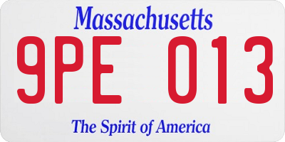 MA license plate 9PE013