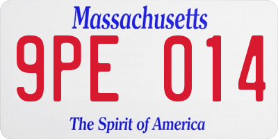 MA license plate 9PE014