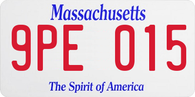MA license plate 9PE015