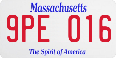 MA license plate 9PE016