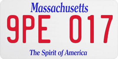 MA license plate 9PE017