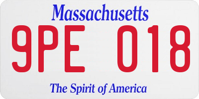 MA license plate 9PE018