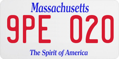 MA license plate 9PE020