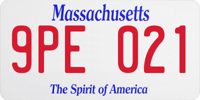 MA license plate 9PE021