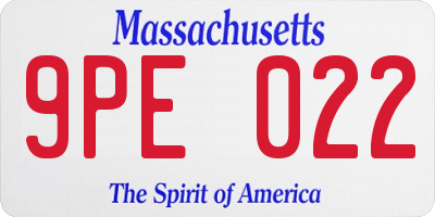 MA license plate 9PE022
