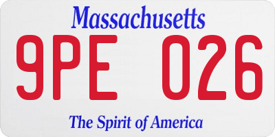 MA license plate 9PE026