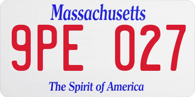 MA license plate 9PE027
