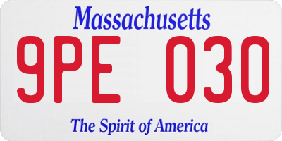 MA license plate 9PE030