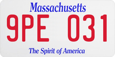 MA license plate 9PE031