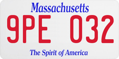 MA license plate 9PE032