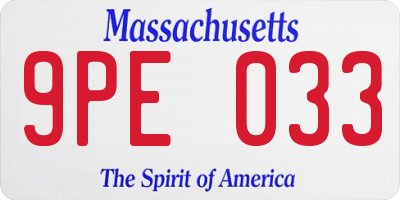 MA license plate 9PE033