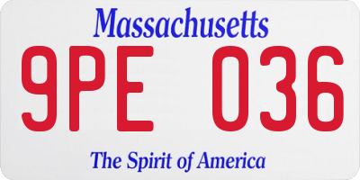 MA license plate 9PE036