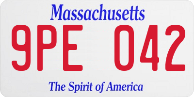 MA license plate 9PE042