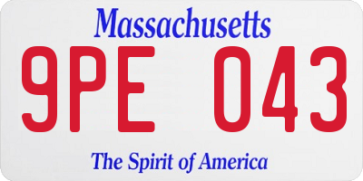 MA license plate 9PE043