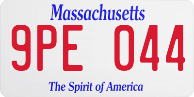 MA license plate 9PE044
