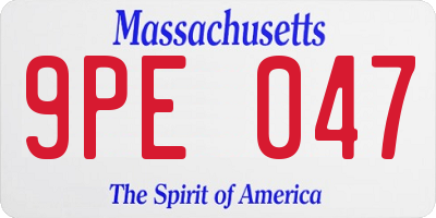 MA license plate 9PE047