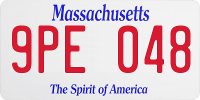 MA license plate 9PE048