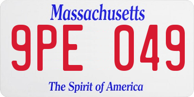 MA license plate 9PE049
