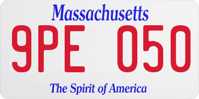MA license plate 9PE050
