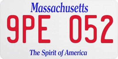 MA license plate 9PE052