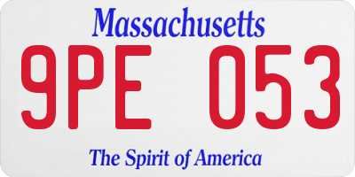 MA license plate 9PE053