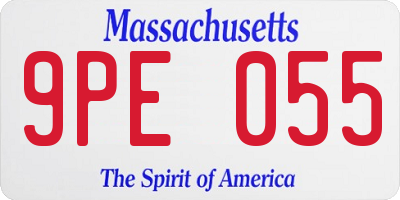MA license plate 9PE055