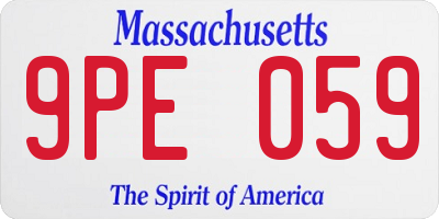 MA license plate 9PE059