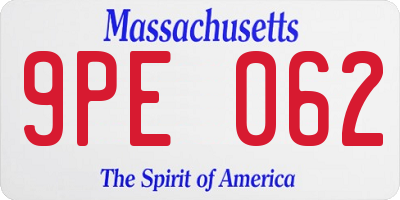 MA license plate 9PE062