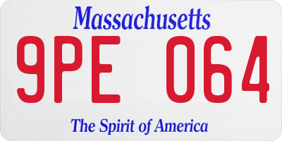 MA license plate 9PE064